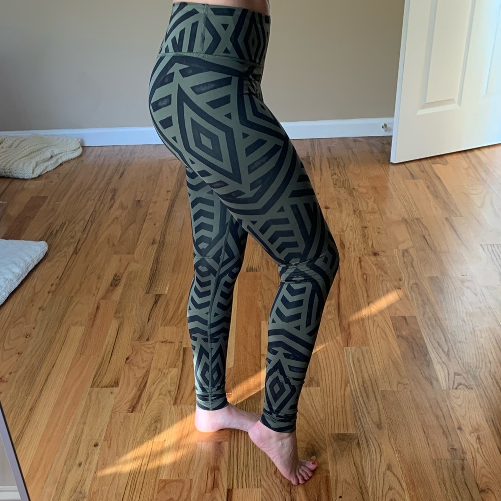 Lululemon Wunder Under Olive Tribal Print